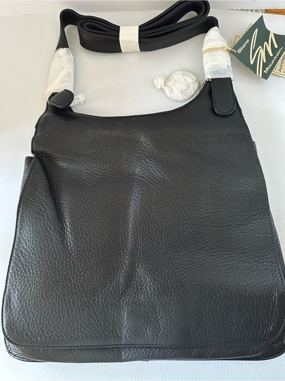 Stone Mountain Black Leather Crossbody Shoulder Bag NWT